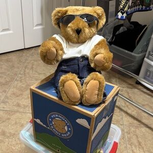 Vermont Teddy Bear in Denim and Sunglasses